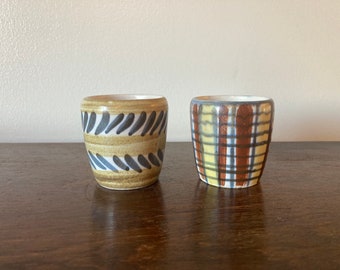 Two Small Hand Painted Pottery Cups By Lotte Pottery Canada