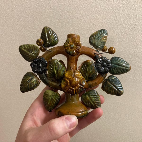 Vintage Folk Art "Tree of Life" Candle holder, Mexico