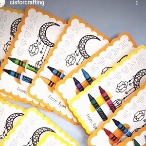 Ramadan Coloring Card Set With Crayons, Gifts For Kids/Classmates/Students, Eid Cards, Eid Crayon Holder Card, Coloring cards, Eid gifts