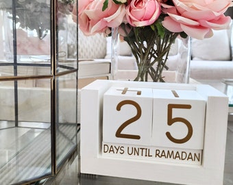 Count down to Ramadan calendar, 30-0 Block calendrer, wood calendar, Calendar, Days of Ramadan, Islamic home décor, Wood Islamic décor