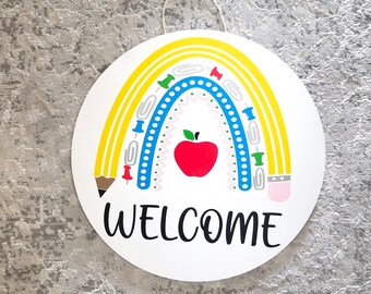 Welcome to our classroom door sign, CLASSROOM, classroom door hanger, classroom décor, gift for teachers, school décor, personalized sign