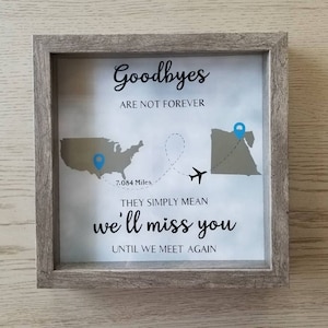Farewell Personalized 9X9 Flower shadow boxes, shadow box, custom shadow boxes, Farewell gift, shadow box, Maps, Goodbye, Travel