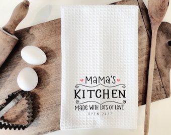 Mama's Kitchen towel, Custom Waffle Weave Dish Towel, Kitchen Towel, Housewarming Gift, Mother's day, Mom's kitchen towel, Kitchen décor