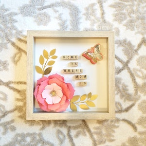 Mom Shadow Box, Personalized 9X9 Flower shadow box, shadow box, custom shadow boxes, paper flowers, Custom, Mothers day gift, Personalized
