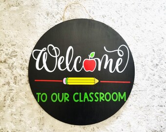 Classroom door sign, CLASSROOM, classroom door hanger, classroom door décor, classroom décor, gift for teachers, school décor, door hangers.