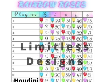 Rainbow Roses Bingo Boards