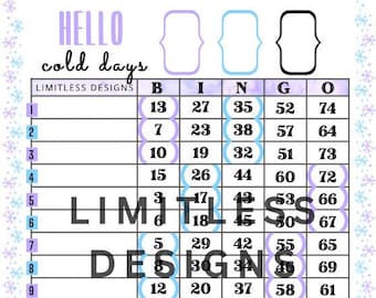 Hello Cold Days Bingo Boards (mixed & straight)