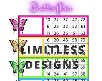 Butterflies Bingo Blocks (Mixed & Straight)