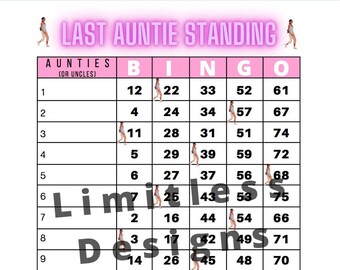 Last Auntie Standing Bingo Boards