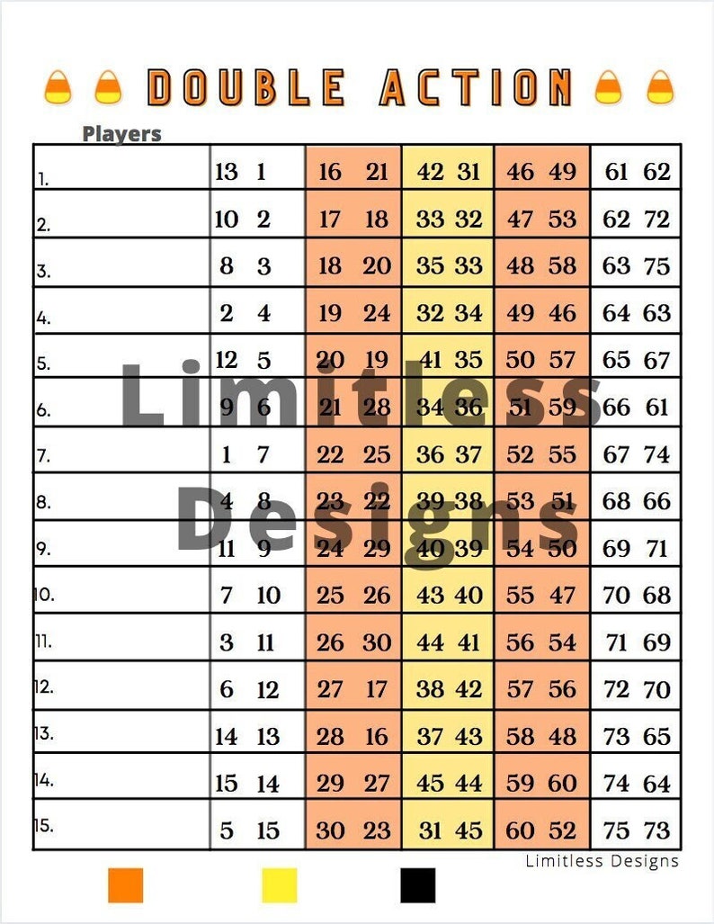Double Action Bingo Board Etsy