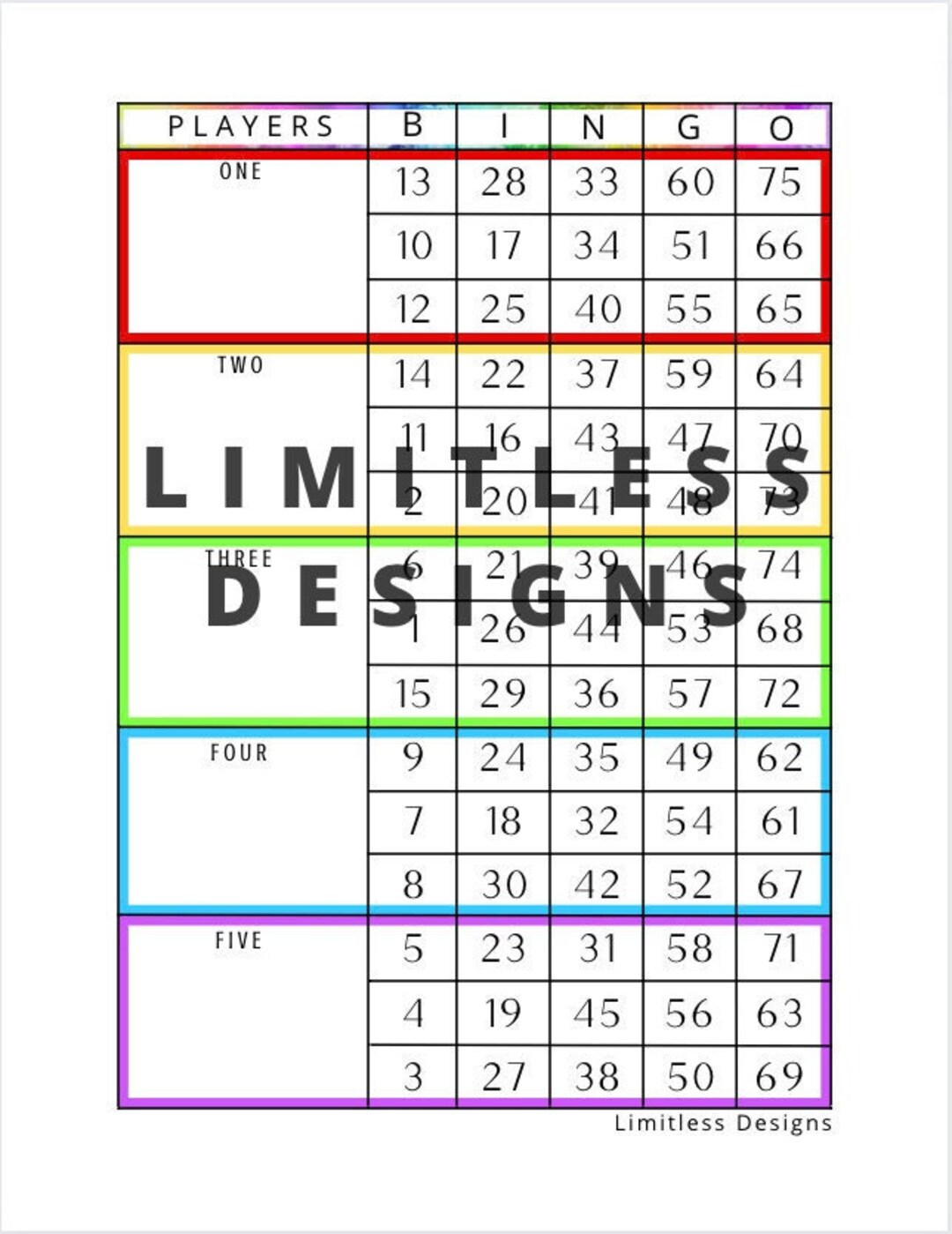 Rainbow Bingo Blocks B (mixed & Straight) - Etsy