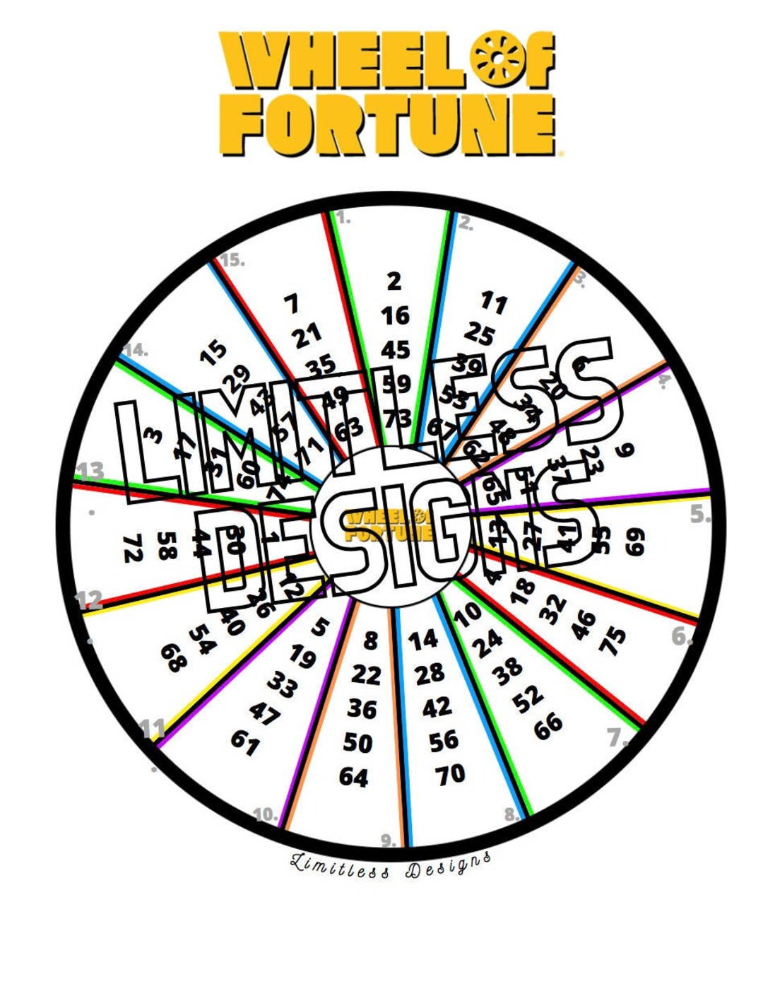 Wheel of Fortune Bingo Boards mixed and Straight Etsy