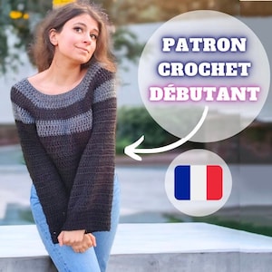 Pattern: Crochet sweater (PDF) from size 34 to size 44 - Women&#39;s crochet tutorial - beginner.
