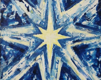 Original encaustic painting "Christmas Star" 8x10 Galina Verba