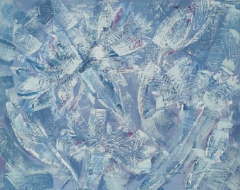 Original encaustic painting "Floral frost on the window" 8x10 Galina Verba