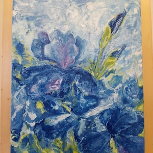 Original encaustic painting &quot;Irises&quot; 16x12 Galina Verba