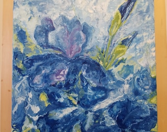 Original encaustic painting "Irises" 16x12 Galina Verba