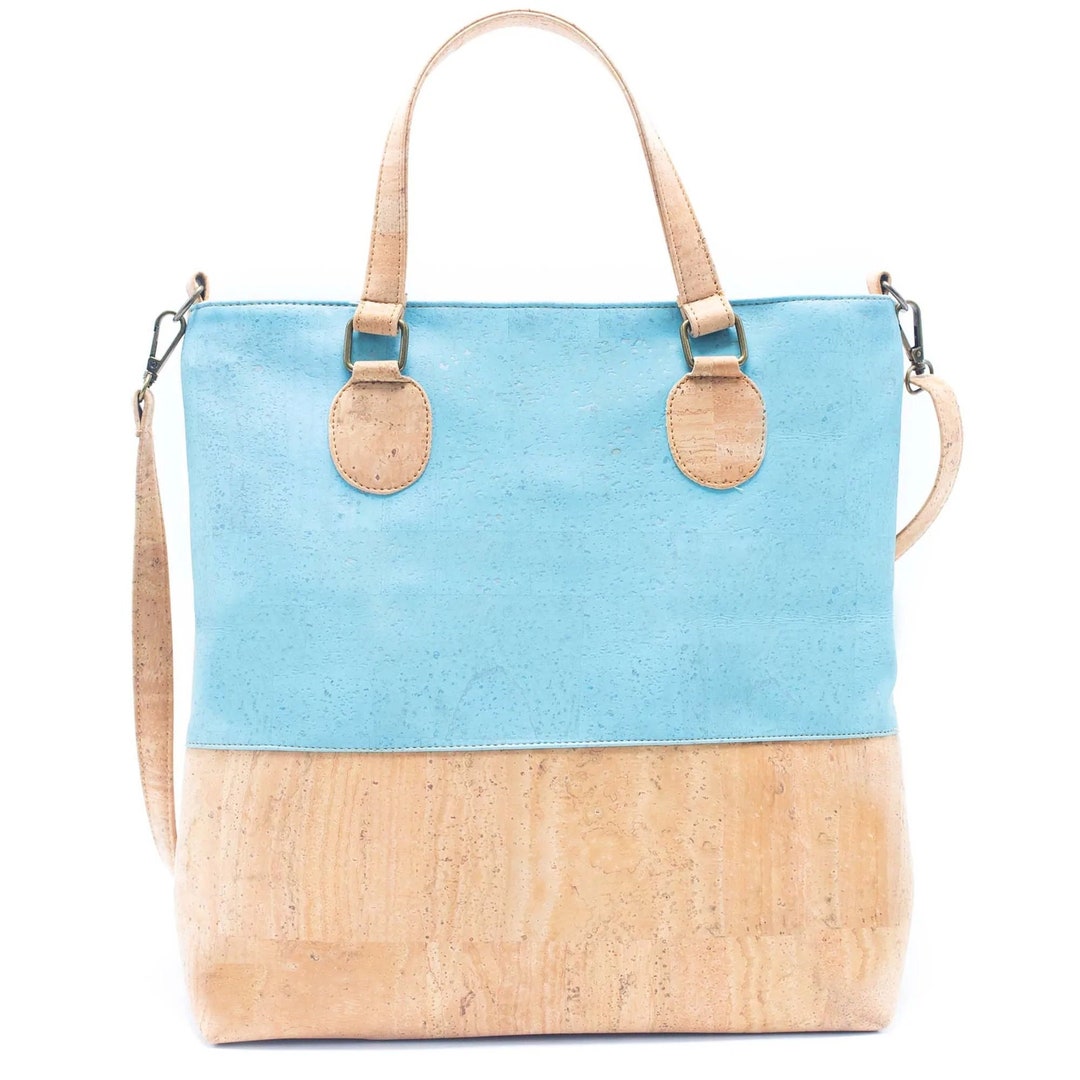 Stylish Eco-friendly Cork Shopper Tote Bag in Blue