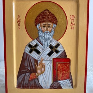 Icon Saint Spyridon,Bishop of Trimythous, hand painted,  Byzantine Orthodox icon
