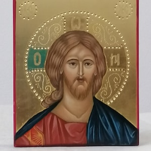 Icon of Lord Jesus Christ, handmade icon on wood.