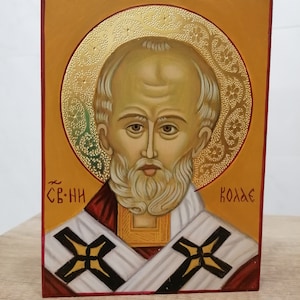 Icon Saint Nicholas of Myra, hand painted,  Byzantine Orthodox icon