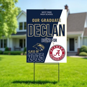 Graduation Yard Sign College Bound Vertical/ Class of 2025 / Custom Grad Sign with Text / College Logo/ Senior Grad Sign/Grad Party