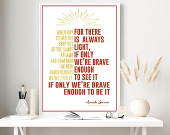 Amanda Gorman Poem Print – The Hill We Climb, Inspirational Wall Art