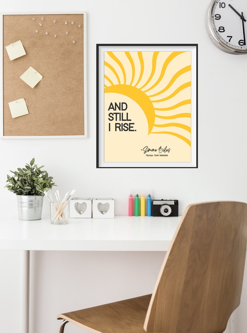 Simone Biles Inspirational Print and Still I Rise Quote Motivational