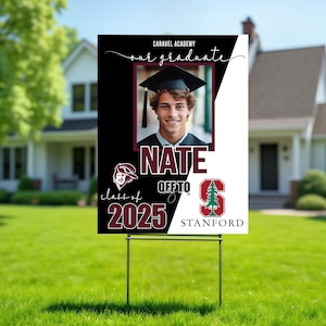 Graduation Yard Sign College Bound Picture/ Class of 2025 / Custom Grad Sign with Text / College Logo/ Senior Grad Sign/Grad Party