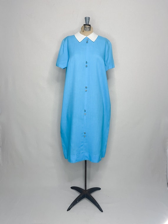 Vintage 1960s Handmade Blue Mod Shift Dress - image 1