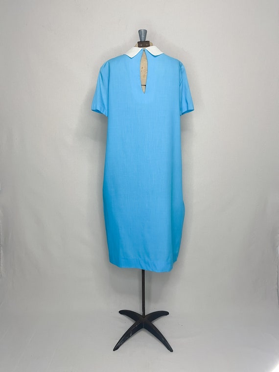 Vintage 1960s Handmade Blue Mod Shift Dress - image 3