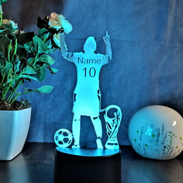 Personalisierte Fußball Lampe als Fussball Geschenk Idee stolze Torjubel Pose LED Tischlampe Nachtlicht Wohnungs Dekoration