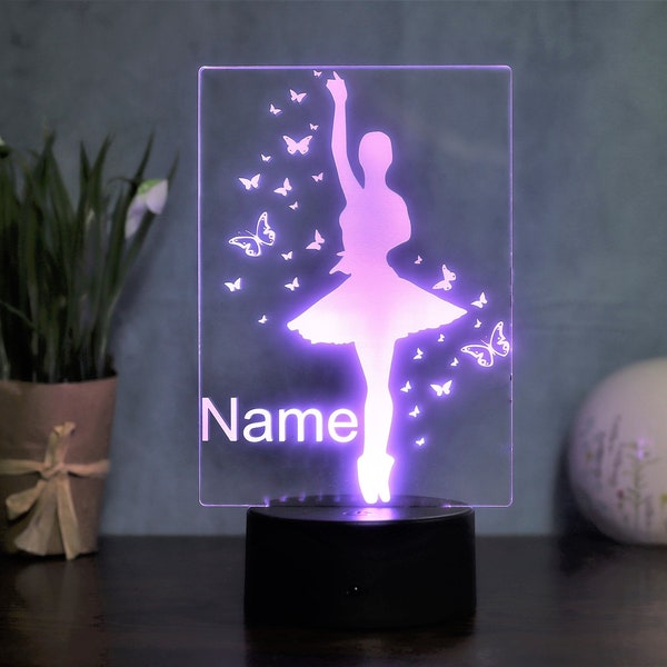 Personalisierte LED Tischlampe mit Fernbedinung Ballerina Motiv Geschenkidee Turnerin Tänzerin für Frauen und Mädchen