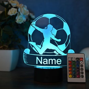 Personalized Soccer Lamp Unique Bedroom Night Light and Home Decor Gift for Kids and Soccer Fans image 1