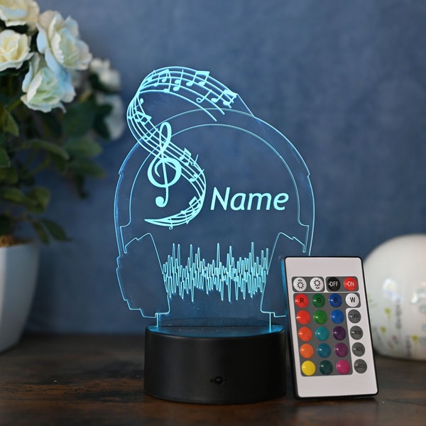 Musik Deko LED Lampe, Geschenk Idee für Musik Liebhaber, Dekor für Wohnzimmer, Schlafzimmer und kinderzimmer als Tischlampe und Nachtlicht