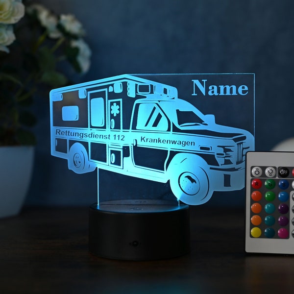 Personalisierte LED-Tischlampe Krankenwagen-Design Geschenk für Krankenschwestern und Sanitäter Rettungswagen Dekoration