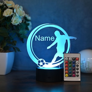 Personalized Soccer Lamp Unique Bedroom Night Light and Home Decor Gift for Kids and Soccer Fans image 1