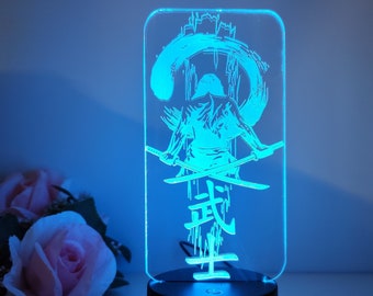 Samurai swordsman decoration for gamer and anime fans as table lamp and night light