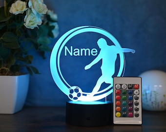 Lámpara de fútbol personalizada, idea de regalo para jugadores de fútbol, lámpara para niños y adultos como luz nocturna, lámpara de mesa, decoración del hogar