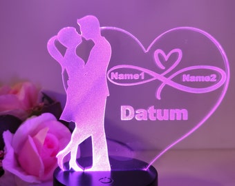 Personalised Partner Gift Lamp, LED Deco Lighting, Valentine's Day, Anniversary, Wedding Anniversary Gift Idea