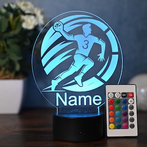 Personalizowana lampa dla piłkarza ręcznego, prezent dla piłkarza ręcznego, trenera piłki ręcznej, ściemnialna za pomocą pilota