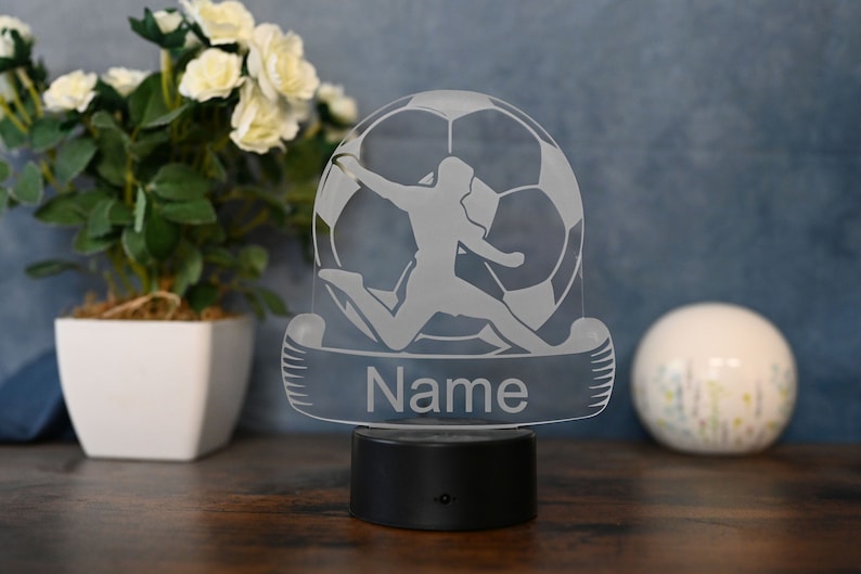 Personalized Soccer Lamp Unique Bedroom Night Light and Home Decor Gift for Kids and Soccer Fans image 3