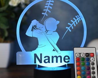 Personalisierte Baseball Lampe – Das perfekte Geschenk für Baseballspieler ,Liebhaber und fans