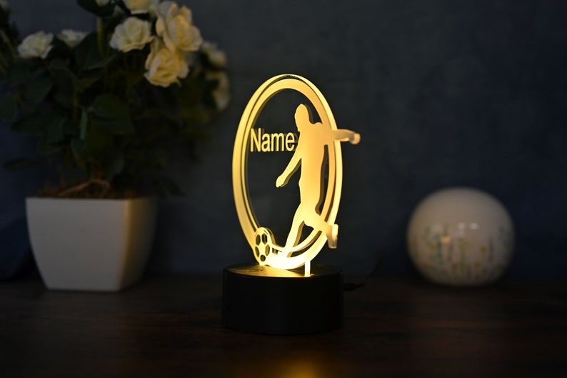 Personalized Soccer Lamp Unique Bedroom Night Light and Home Decor Gift for Kids and Soccer Fans image 5
