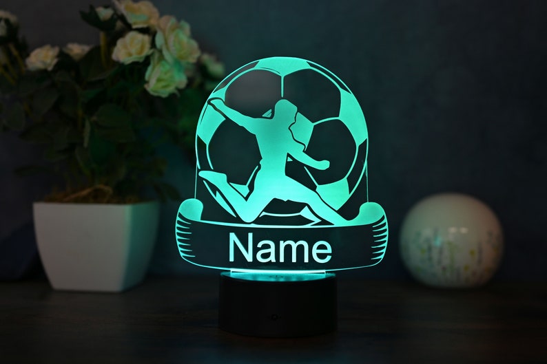 Personalized Soccer Lamp Unique Bedroom Night Light and Home Decor Gift for Kids and Soccer Fans image 2