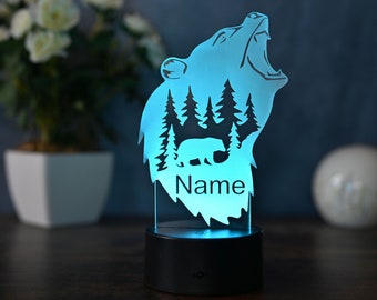 Lampe ours LED personnalisable : Veilleuse personnalisée pour petits et grands en cadeau ou en décoration