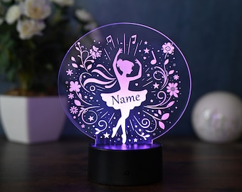 Lampe de table LED personnalisée avec télécommande motif ballerine idée cadeau gymnaste danseuse pour femmes et filles