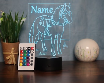 Cheval comme lampe de table LED personnalisée - Cadeau unique pour les amateurs de chevaux