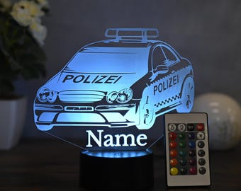 Personalized LED Night Light Police - Perfect gift for police fans, children and adults.