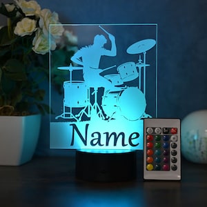 Personalized LED drum lamp - Unique musician gift, drum decoration for music lovers